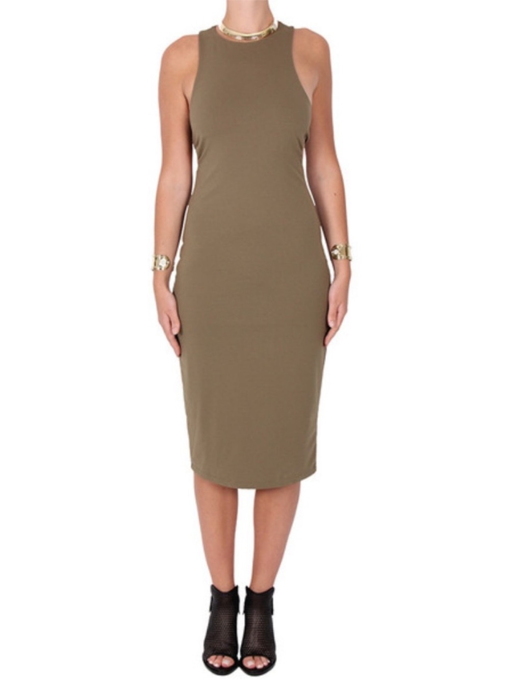 T by ALEXANDER WANG
Bandeau Back Fitted Midi cut out Race back Green dress
Large